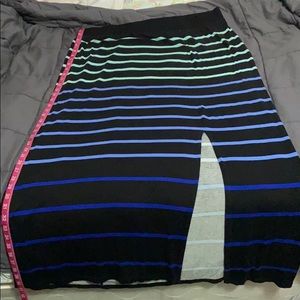 APT 9. Blue ombré maxi skirt with slit.